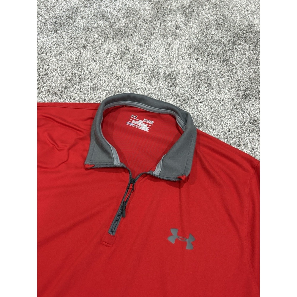 Under Armour Mens Solid Red Quarter Zip Pullover Size XL  Loose Fit Cold Gear